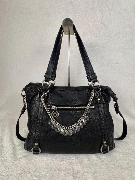 Coach Handbags - Coach Alexandra Bag in Black Pebble Leather with Chain